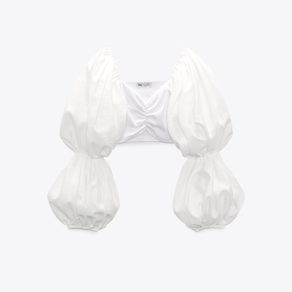 Exaggerated sleeves crop top - Picture 6 of 7